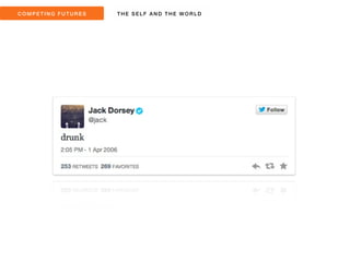 COMPET ING FUTURES THE SEL F AND THE WORLD 
h+p://gizmodo.com/5925156/the-­‐worst-­‐tweets-­‐from-­‐the-­‐first-­‐year-­‐of-­‐twi+er 
 