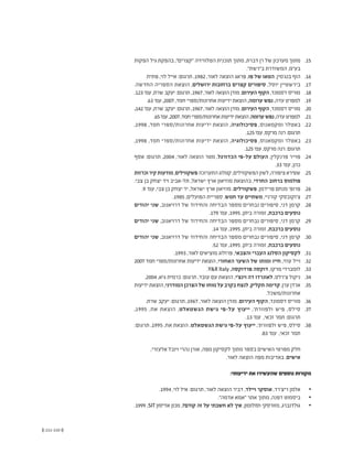 (( 211-210 ))
‫הפקות‬ ‫גיל‬ ‫בהפקת‬ ,"‫"קצרים‬ ‫הטלוויזיה‬ ‫תוכנית‬ ‫מתוך‬ ,‫דברת‬ ‫רן‬ ‫של‬ ‫מערכון‬ ‫מתוך‬ 1515
."‫ב"רשת‬ ‫המשודרת‬ ,‫בע"מ‬
.‫פתיח‬ ,‫לוי‬ ‫אייל‬ :‫תרגום‬ , 16161982 ,‫לאור‬ ‫הוצאה‬ ‫פראג‬ ,‫פו‬ ‫של‬ ‫הטאו‬ ,‫בנג'מין‬ ‫הוף‬
.‫החדשה‬ ‫הספריה‬ ‫הוצאת‬ , 1717‫ירושלים‬ ‫ברחובות‬ ‫קצרים‬ ‫סיפורים‬ ,‫יוסל‬ ‫בירשטיין‬
. 1818123 '‫עמ‬ ,‫שרת‬ ‫יעקב‬ :‫תרגום‬ ,1967 ,‫לאור‬ ‫הוצאה‬ ‫מודן‬ ,‫העירום‬ ‫הקוף‬ ,‫דסמונד‬ ‫מוריס‬
. 191963 '‫עמ‬ ,2007 ,‫חמד‬ ‫אחרונות/ספרי‬ ‫ידיעות‬ ‫הוצאת‬ ,‫ערומה‬ ‫נפש‬ ,‫עדה‬ ‫למפרט‬
. 2020142 '‫עמ‬ ,‫שרת‬ ‫יעקב‬ :‫תרגום‬ ,1967 ,‫לאור‬ ‫הוצאה‬ ‫מודן‬ ,‫העירום‬ ‫הקוף‬ ,‫דסמונד‬ ‫מוריס‬
. 212165'‫עמ‬,2007,‫חמד‬‫אחרונות/ספרי‬‫ידיעות‬‫הוצאת‬,‫ערומה‬‫נפש‬,‫עדה‬‫למפרט‬
, 22221998 ,‫חמד‬ ‫אחרונות/ספרי‬ ‫ידיעות‬ ‫הוצאת‬ ,‫פסיכולוגיה‬ ,‫ומקמאנוס‬ ‫באטלר‬
.125'‫עמ‬,‫מרקס‬‫רנה‬:‫תרגום‬
, 23231998 ,‫חמד‬ ‫אחרונות/ספרי‬ ‫ידיעות‬ ‫הוצאת‬ ,‫פסיכולוגיה‬ ,‫ומקמאנוס‬ ‫באטלר‬
.125'‫עמ‬ ,‫מרקס‬ ‫רנה‬ :‫תרגום‬
‫אסף‬ :‫תרגום‬ , 24242004 ,‫לאור‬ ‫הוצאה‬ ‫מטר‬ ,‫הכדורגל‬ ‫על-פי‬ ‫העולם‬ ,‫פרנקלין‬ ‫פוייר‬
.33 '‫עמ‬ ,‫כהן‬
‫וכרזות‬‫קיר‬ 2525‫מודעות‬,‫פשקווילים‬‫התערוכה‬‫קטלוג‬,‫הפשקווילים‬‫לשון‬,‫ציפורה‬‫שפירא‬
.‫צבי‬ ‫בן‬ ‫יצחק‬ ‫ויד‬ ‫תל-אביב‬ ,‫ישראל‬ ‫ארץ‬ ‫מוזיאון‬ ‫בהוצאת‬ ,‫החרדי‬ ‫ברחוב‬ ‫פולמוס‬
. 26269 '‫עמ‬ ,‫צבי‬ ‫בן‬ ‫יצחק‬ ‫יד‬ ,‫ישראל‬ ‫ארץ‬ ‫מוזיאון‬ ,‫פשקווילים‬ ,‫פרידמן‬ ‫מנחם‬ '‫פרופ‬
. 27271985 ,‫הפועלים‬ ‫ספריית‬ ,‫חמש‬ ‫עד‬ ‫משתיים‬ ,‫קורניי‬ ‫צ'וקובסקי‬
‫יהודים‬ ‫שני‬ 2828,‫דרויאנוב‬ ‫של‬ ‫והחידוד‬ ‫הבדיחה‬ ‫מספר‬ ‫נבחרים‬ ‫סיפורים‬ ,‫דני‬ ‫קרמן‬
.179 '‫עמ‬ ,1995 ,‫ביתן‬ ‫זמורה‬ ,‫ברכבת‬ ‫נוסעים‬
‫יהודים‬ ‫שני‬ 2929,‫דרויאנוב‬ ‫של‬ ‫והחידוד‬ ‫הבדיחה‬ ‫מספר‬ ‫נבחרים‬ ‫סיפורים‬ ,‫דני‬ ‫קרמן‬
.14 '‫עמ‬ ,1995 ,‫ביתן‬ ‫זמורה‬ ,‫ברכבת‬ ‫נוסעים‬
‫יהודים‬ ‫שני‬ 3030,‫דרויאנוב‬ ‫של‬ ‫והחידוד‬ ‫הבדיחה‬ ‫מספר‬ ‫נבחרים‬ ‫סיפורים‬ ,‫דני‬ ‫קרמן‬
.52 '‫עמ‬ ,1995 ,‫ביתן‬ ‫זמורה‬ ,‫ברכבת‬ ‫נוסעים‬
. 31311993 ,‫לאור‬ ‫מוציאים‬ ‫פרולוג‬ ,‫והצבאי‬ ‫העברי‬ ‫הסלנג‬ ‫לקסיקון‬
32322007 ‫חמד‬ ‫אחרונות/ספרי‬ ‫ידיעות‬ ‫הוצאת‬ ,‫האחורי‬ ‫השער‬ ‫של‬ ‫ומותו‬ ‫חייו‬ ,‫עוזי‬ ‫וייל‬
. 3333Y&R Italy ,‫פרדוקסה‬ ‫דוקסה‬ ,‫מרקו‬ ‫לומברדי‬
. 34342004 ,‫גיא‬ ‫כרמית‬ :‫תרגום‬ ,‫עובד‬ ‫עם‬ ‫הוצאת‬ ,‫וינצ'י‬ ‫דה‬ ‫לאונרדו‬ ,‫צ'רלס‬ ‫ניקול‬
‫ידיעות‬‫הוצאת‬ 3535,‫המודרני‬‫הצרכן‬‫של‬‫מוחו‬‫על‬‫בקרב‬‫לנצח‬.‫תקליק‬‫קדימה‬,‫ערן‬‫ארדן‬
.‫אחרונות/משכל‬
.‫שרת‬ ‫יעקב‬ :‫תרגום‬ , 36361967 ,‫לאור‬ ‫הוצאה‬ ‫מודן‬ ,‫העירום‬ ‫הקוף‬ ,‫דסמונד‬ ‫מוריס‬
, 37371995 ,‫אח‬ ‫הוצאת‬ ,‫הגשטאלט‬ ‫גישת‬ ‫על-פי‬ ‫ייעוץ‬ ,'‫ולפוורת‬ ‫פיש‬ ,‫סילס‬
.13 '‫עמ‬ ,‫זכאי‬ ‫תמר‬ :‫תרגום‬
:‫תרגום‬ , 38381995 ,‫אח‬ ‫הוצאת‬ ,‫הגשטאלט‬ ‫גישת‬ ‫על-פי‬ ‫ייעוץ‬ ,'‫ולפוורת‬ ‫פיש‬ ,‫סילס‬
.83 '‫עמ‬ ,‫זכאי‬ ‫תמר‬
,‫אלעזרי‬ ‫ויובל‬ ‫נהרי‬ ‫אורן‬ ,‫מפה‬ ‫לקסיקון‬ ‫מתוך‬ ‫בספר‬ ‫האישים‬ ‫מפרטי‬ ‫חלק‬
	.‫לאור‬ ‫הוצאה‬ ‫מפה‬ ‫באדיבות‬ ,‫אישים‬
:‫ידיעותי‬ ‫את‬ ‫שהעשירו‬ ‫נוספים‬ ‫מקורות‬
. • 	1994 ,‫לוי‬ ‫איל‬ :‫תרגום‬ ,‫לאור‬ ‫הוצאה‬ ‫דביר‬ ,‫ויילד‬ ‫אוסקר‬ ,‫ריצ'רד‬ ‫אלמן‬
."‫אדמה‬ ‫"אמא‬ ‫אתר‬ ‫מתוך‬ ,‫דפנה‬ ‫•ביסמוט‬ 	
. • 	1999 ,SIT ‫אדיסון‬ ‫מכון‬ ,?‫קודם‬ ‫זה‬ ‫על‬ ‫חשבתי‬ ‫לא‬ ‫איך‬ ,‫וסולומון‬ ‫מזורסקי‬ ,‫גולדנברג‬
 