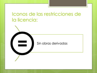 Iconos de las restricciones de
la licencia:
Sin obras derivadas
 