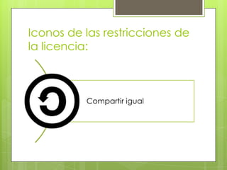 Iconos de las restricciones de
la licencia:
Compartir igual
 