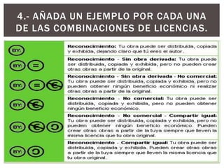 4.- AÑADA UN EJEMPLO POR CADA UNA
DE LAS COMBINACIONES DE LICENCIAS.
 