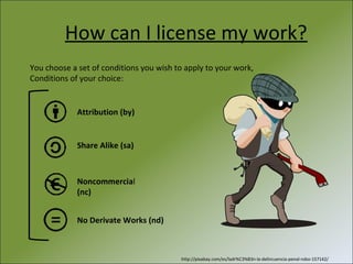 How can I license my work?
You choose a set of conditions you wish to apply to your work,
Conditions of your choice:

Attr...