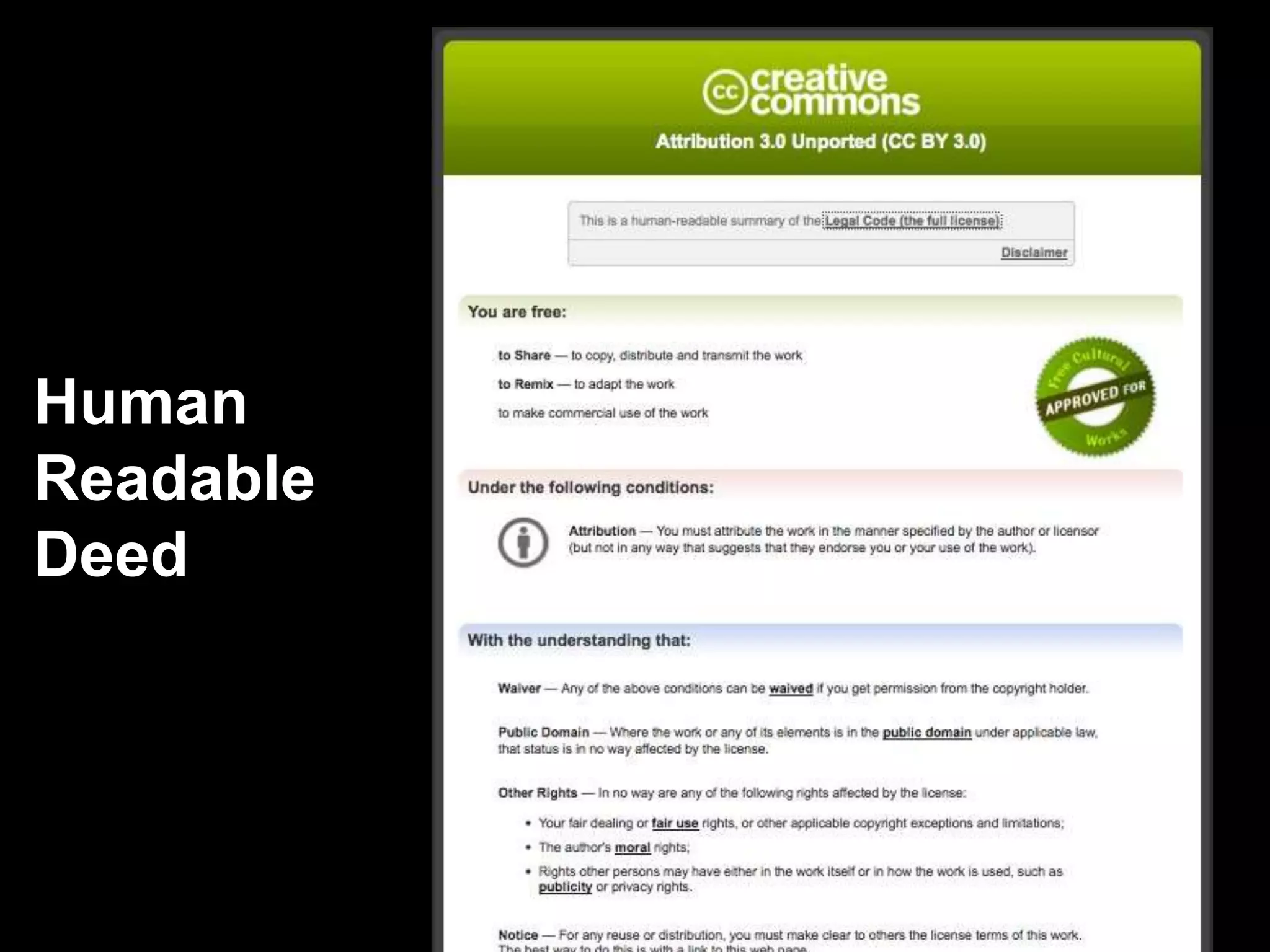 Human 
Readable 
Deed 
 