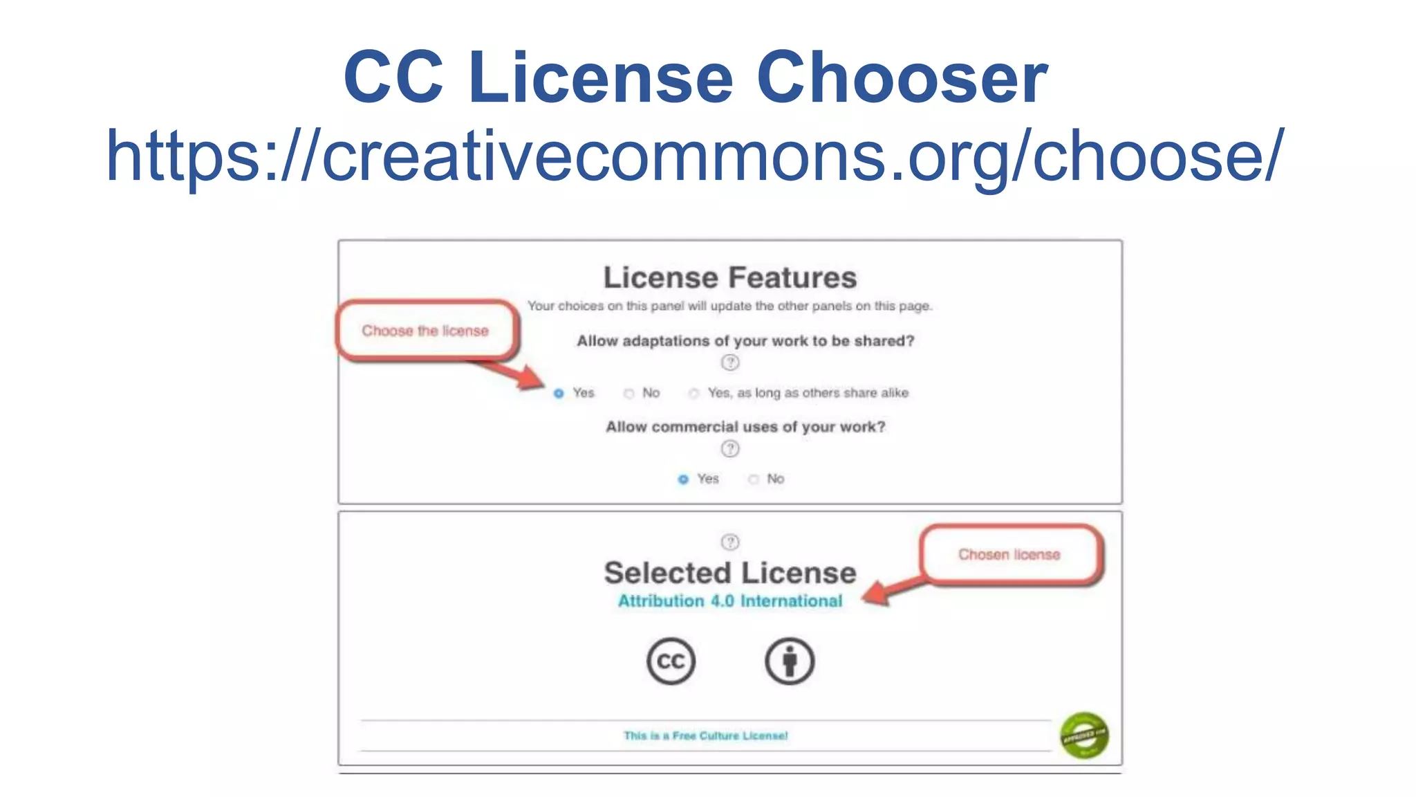 CC License Chooser
https://creativecommons.org/choose/
 