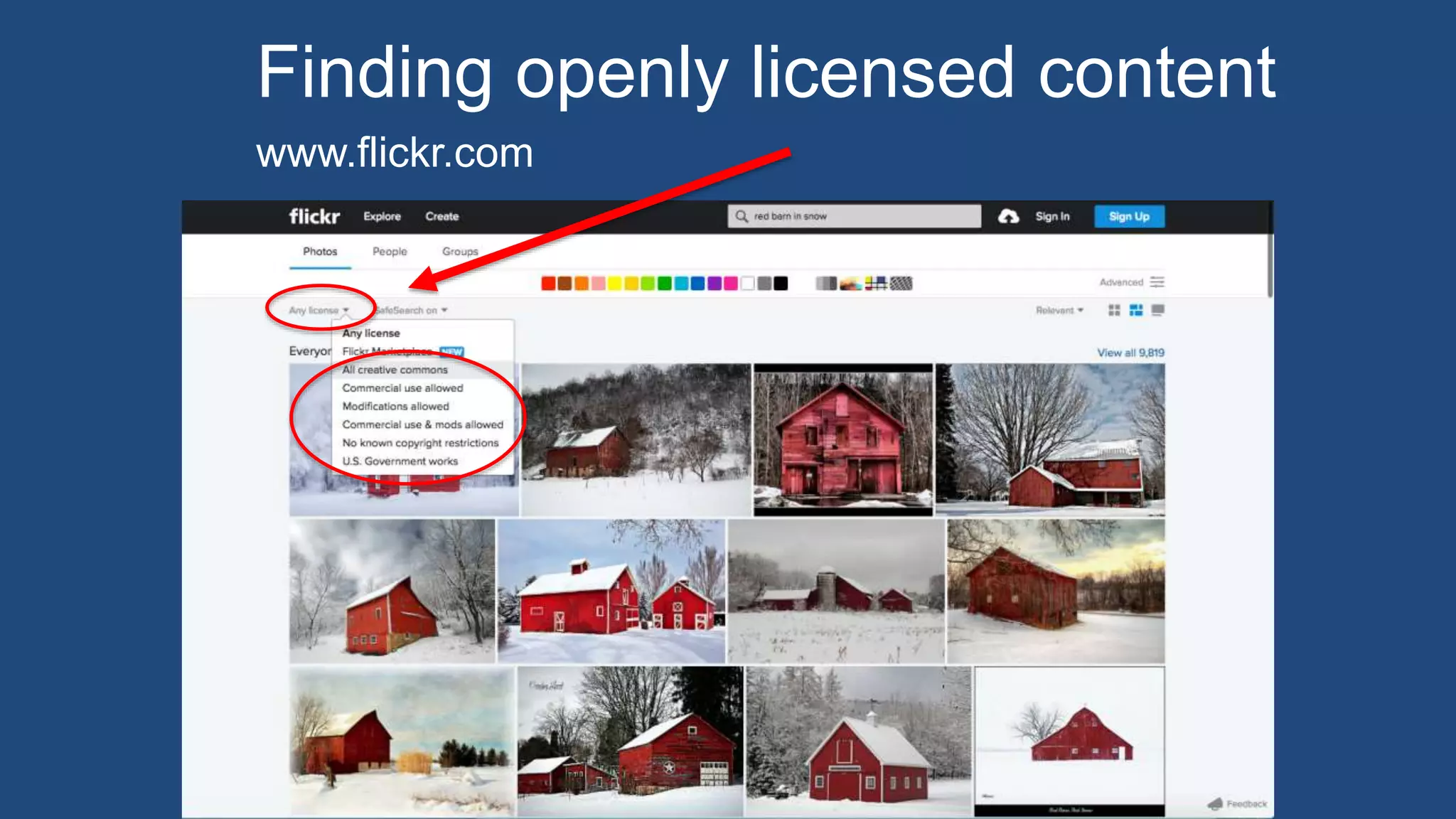 Finding openly licensed content
www.flickr.com
 