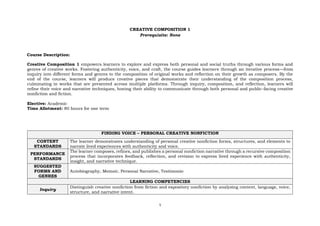 Creative Composition One use for senior High school | PDF