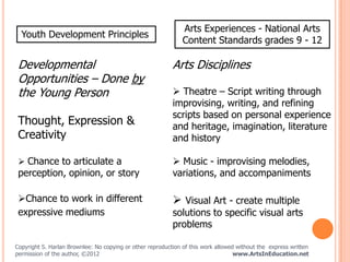 Arts Experiences - National Arts
  Youth Development Principles
                                                          ...