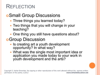 REFLECTION
   Small              Group Discussions
          Three things you learned today?
          Two things that ...
