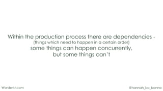 @hannah_bo_banna
Worderist.com
Within the production process there are dependencies -
(things which need to happen in a ce...
