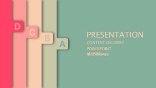 CONTENT DELIVERY
PRESENTATION
POWERPOINT
SCHOOLQUICKERSWEB
AYOUR CONTENT
ADD TEXT
ADD TEXT
B
35%
WRITE SOME
TEXT HERE
C
D
 