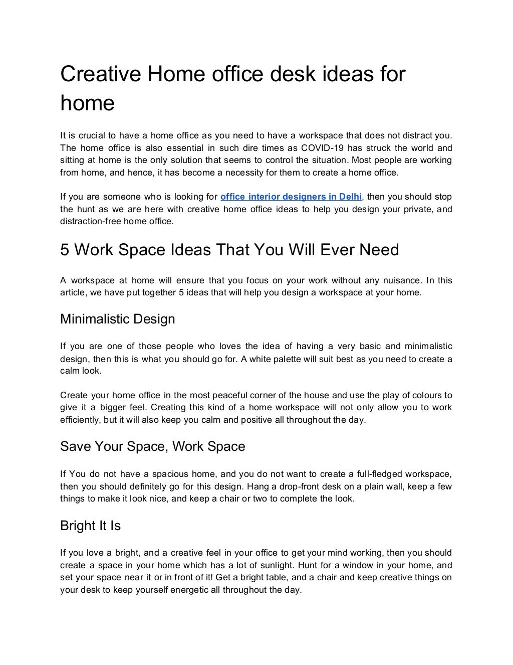 Creative Home Office Desk Ideas For Home