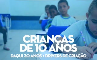 CRIANÇAS
DE10ANOSDAQUI30ANOS+DRIVERSDECRIAÇÃO
 