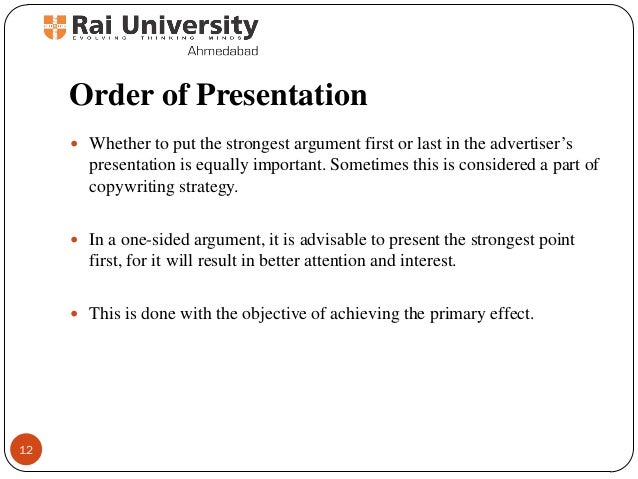 Order of essay presentation