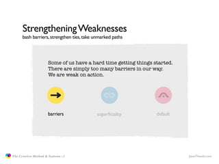 Strengthening Weaknesses
                     bash barriers, strengthen ties, take unmarked paths




                    ...