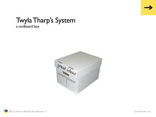 Twyla Tharp’s System
                     a cardboard box




                                                  gre
      ...