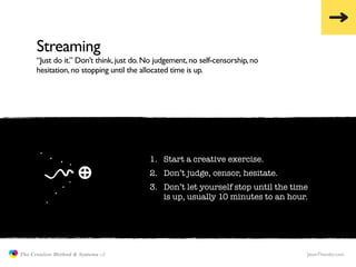 Streaming
                     “Just do it.” Don’t think, just do. No judgement, no self-censorship, no
                  ...