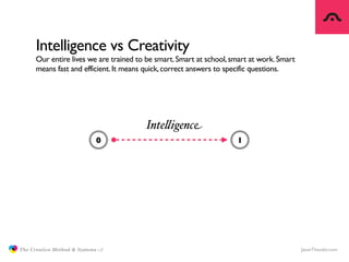 Intelligence vs Creativity
                     Our entire lives we are trained to be smart. Smart at school, smart at wor...
