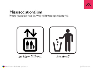 Misassociationalism
                     Pretend you are four years old. What would these signs mean to you?




         ...