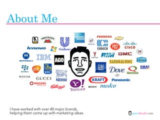 About Me




I have worked with over 40 major brands,
helping them come up with marketing ideas.   jasontheodor.com
 