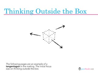 Thinking Outside the Box




The following pages are an example of a
tangentagon in the making. The initial focus
was on t...