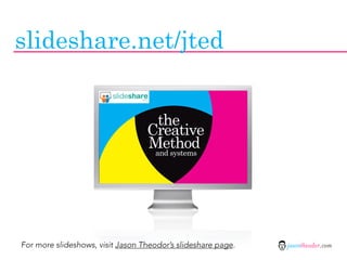 slideshare.net/jted


                                    the
                                  Creative
                                  Method
                                   and systems




For more slideshows, visit Jason Theodor’s slideshare page.   jasontheodor.com
 