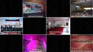 NTU Class of 1986 to 1995
Reunion Celebration 2011
McConnel Dowell D&D
SGBC 2nd
Anniversary Dinner
Movie Screening
@ Bishan
NTU EEE Graduates' Evening 2012
Movie Screening @ Sembawang
 