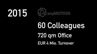 2015
60 Colleagues
720 qm Office
EUR 4 Mio. Turnover
 