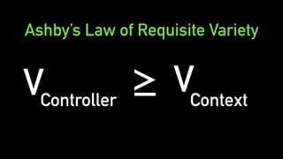 VController
≥ VContext
Ashby’s Law of Requisite Variety
 