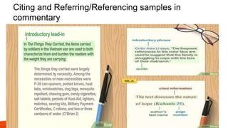 Citing and Referring/Referencing samples in
commentary
 