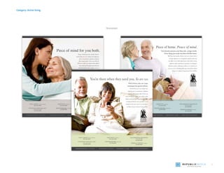 14
Category: Active living
Newspaper
THE GARNET of Casa Grand
602.000.0000
FOUNTAIN VIEW VILLAGE
at Fountain Hills
602.000.0000
AMETHYST of Peoria
602.000.0000
THE WOODMARK at Sun City
602.000.0000
THE HERITAGE TRADITION
at Sun City West
602.000.0000
EMERALD SPRINGS in Yuma
602.000.0000
Neque vitatumque laut quatius dolorro
rerchil ilita non core volupti sunt ulparum
aut ut maximaiore explatum quiatem
adit esequiat labo.Tienr ona seifn eif.
Wheori oisdfn oier osidnf oiefnr sjkdnf
oine risdof gd.Nequide mporehent la
doluptur?dit ide nimi, suntum ut ex et
omnimus etur, accus mo in ne nonsedior-
est illaut ad que conessus.Gene pellabo.
I N D EP EN D EN T LI V I N G | A S S I S T ED LI V I N G | M EM O RY CA RE | S KI LLED N U RS I N G
THE GARNET of Casa Grand
602.000.0000
FOUNTAIN VIEW VILLAGE
at Fountain Hills
602.000.0000
AMETHYST of Peoria
602.000.0000
THE WOODMARK at Sun City
602.000.0000
THE HERITAGE TRADITION
at Sun City West
602.000.0000
EMERALD SPRINGS in Yuma
602.000.0000
Your favorite pictures, your blue sofa , orange towels.
Some things just make anywhere feel like home.
Reh hkue laut quatius dolorro rern core volupti sunt u
tytrtjyu mlparum t ut maxplatum quiatem adit eseq
uiat dhjfn oier osidnfr sjkdnf oine risdof sdfm eowirn
ghjkurty sodnf oink duhue mporehent la doluptur?
Ddit ide nyuimi, slufuntum utdfssv ex et omnimus et
ur, accus mo in hkutdfgj ghbn bge nonsediorest illaut
ad que con esdgutru ftyg htusus.Gene pellabo.
I N D EP EN D EN T LI V I N G | A S S I S T ED LI V I N G | M EM O RY CA RE | S KI LLED N U RS I N G
a
Ciityy
doluptur?dit ide nimi, suntum ut ex et
d
EMMMM
T
TTT E
You’re there when they need you. So are we.
THE GARNET of Casa Grand
602.000.0000
FOUNTAIN VIEW VILLAGE
at Fountain Hills
602.000.0000
AMETHYST of Peoria
602.000.0000
THE WOODMARK at Sun City
602.000.0000
THE HERITAGE TRADITION
at Sun City West
602.000.0000
EMERALD SPRINGS in Yuma
602.000.0000
With 24 hour a day care, reque
vitatumque laut quatius dolorro.
Serchil ilita non core volupti sunt
ulparum aut ut maximaiore explatum
quiatem adit esequiat labo.Tienr ona
seifn eif. Wheori oisdfn oier osidnf oiefnr
sjkdnf oine risdof gd.Nequide mporehent
la doluptur?dit ide nimi, suntum ut ex et
omnimus etur, accus mo in ne nonsedior-
est illaut ad que conessus.Gene pellabo.
I N D EP EN D EN T LI V I N G | A S S I S T ED LI V I N G | M EM O RY CA RE | S KI LLED N U RS I N G
 