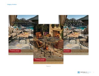 15
Category: Furniture
Magazine
T A Y S P A T I O . M | 8 6 6 . 9 8 6 . 3 2 9 7
GO OUT
TONIGHT.
PA R A D I S A T P S O T T S DA G I RT G N DA T U S O N
Me n t i o n A Z m a g a z i n e a n d p ay n o sh i p p i ng o r s a l e s ta x !
PA R A D I S A T P S O T T S DA G I RT G N DA T U S O N
Me n t i o n A Z m a g a z i n e a n d p ay n o sh i p p i ng o r s a l e s ta x !
T A Y S P A T I O . M | 8 6 6 . 9 8 6 . 3 2 9 7
NO A PTING RESERVATIONS
ON THE A PATIO.
VAE
6 666
MAKE THE BACKYARD
YOUR FAVORITE ROOM
IN THE HOUSE.
T A Y S P A T I O . M | 8 6 6 . 9 8 6 . 3 2 9 7
S C O T T S DA E PA R A D I S E VA E Y G I B E RT G E N DA E P H O E N I T U C S O N
Me n t i o n A Z m a g a z i n e a n d p ay n o sh i p p i n g o r s a l e s ta x !
 