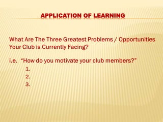 APPLICATION OF LEARNING
 