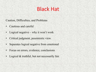 Logic Hat Problem Creative problem solving with six thinking hats | PPTX