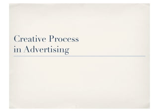 Creative Process 
in Advertising
 