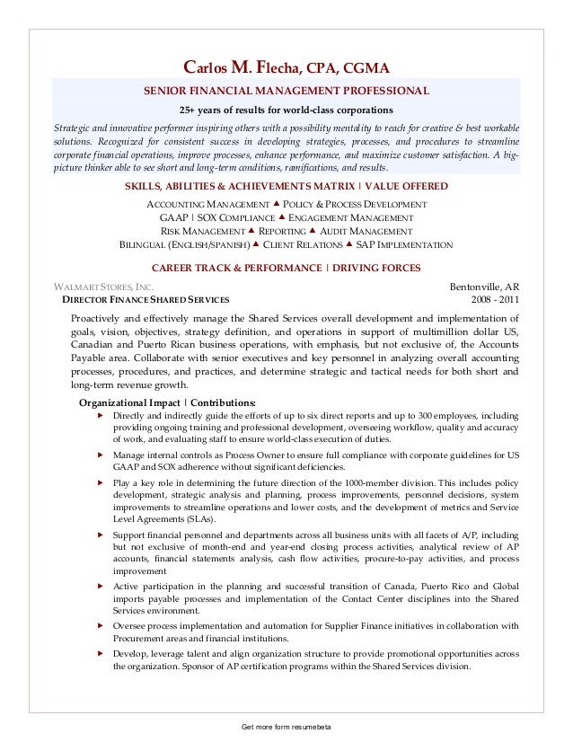 director of finance resumes