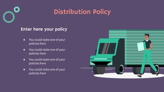 Distribution Policy
● You could state one of your
policies here
● You could state one of your
policies here
● You could state one of your
policies here
● You could state one of your
policies here
Enter here your policy
 