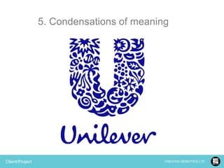 5. Condensations of meaning

Client/Project

CREATIVE SEMIOTICS LTD.

 