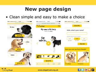 www.dogstrust.org.uk
New page design
• Clean simple and easy to make a choice
 