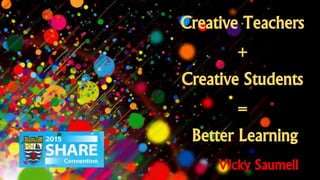 Creative Teachers
+
Creative Students
=
Better Learning
Vicky Saumell
 