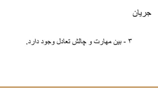 ‫ﺟرﯾﺎن‬
.‫دارد‬ ‫وﺟود‬ ‫ﺗﻌﺎدل‬ ‫ﭼﺎﻟش‬ ‫و‬ ‫ﻣﮭﺎرت‬ ‫ﺑﯾن‬ - ٣
 