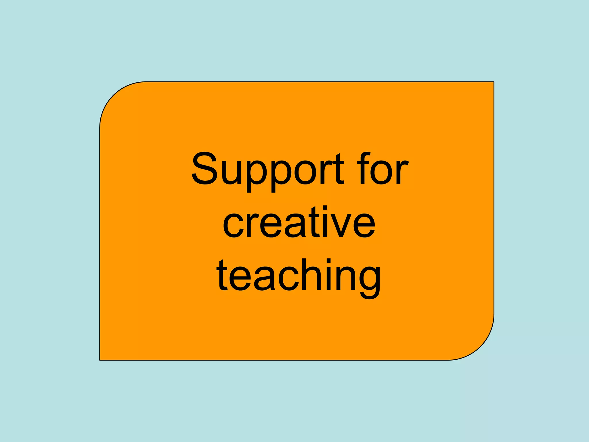 Support for
  creative
 teaching
 