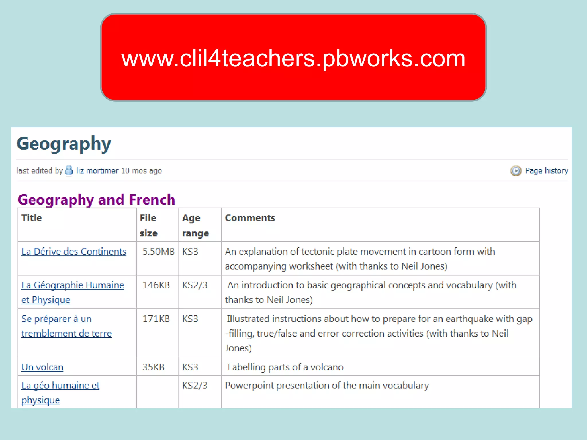 www.clil4teachers.pbworks.com
 