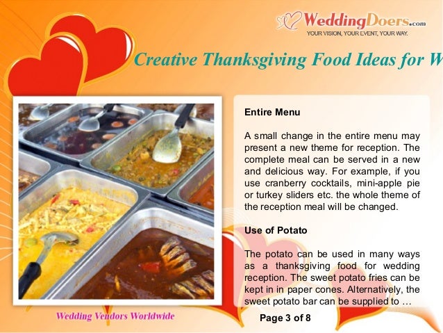 Creative Thanksgiving Food Ideas For Wedding Reception