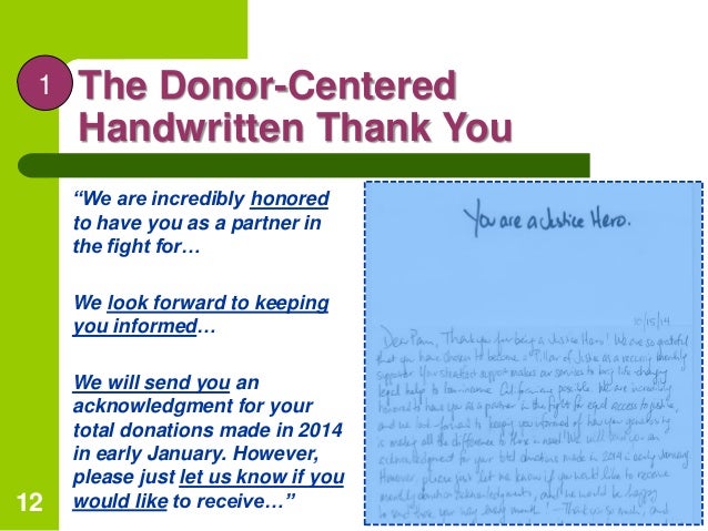 Public recognition; 16. The Donor-Centered Handwritten Thank You “ ...