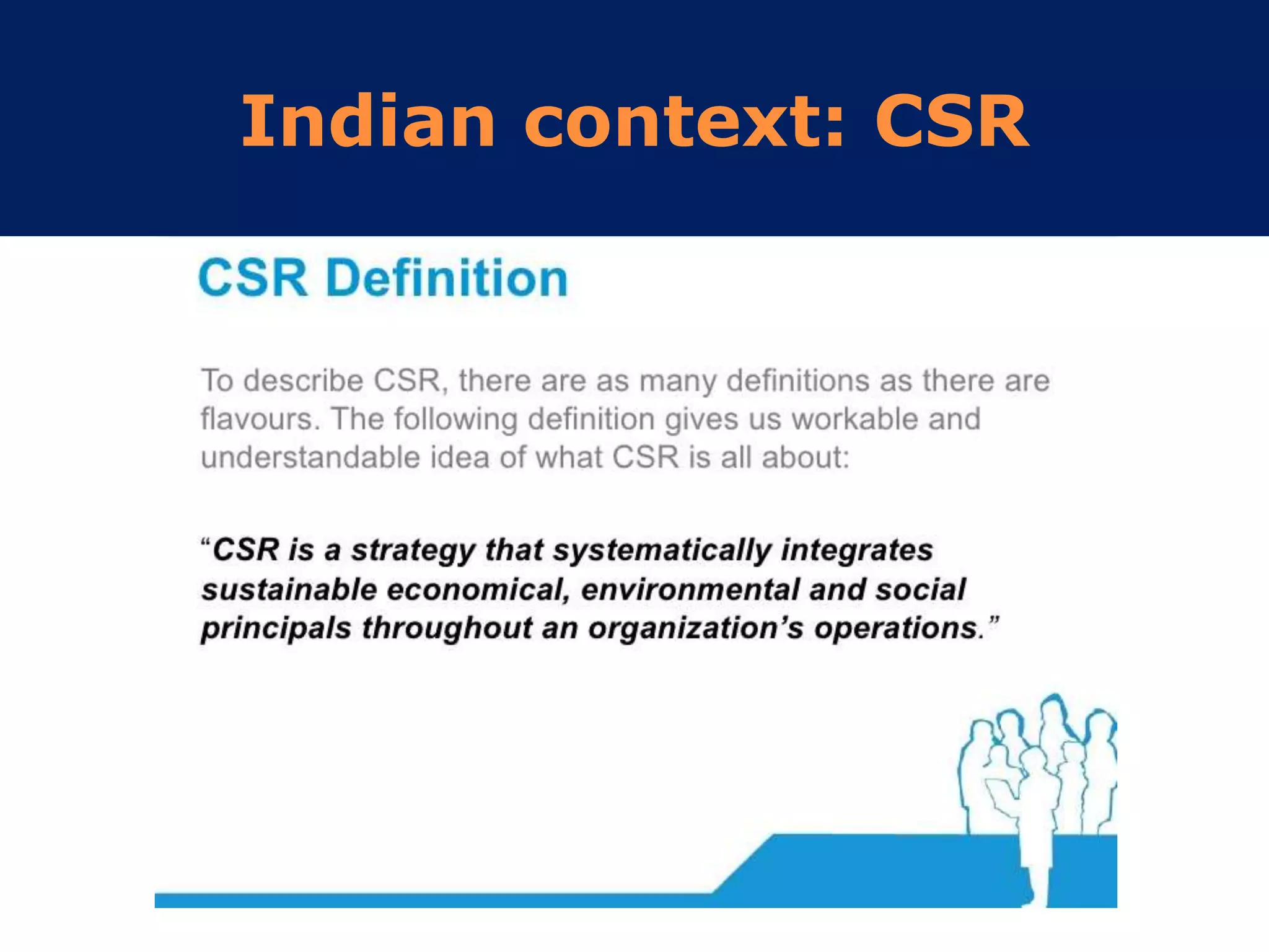 Indian context: CSR
 