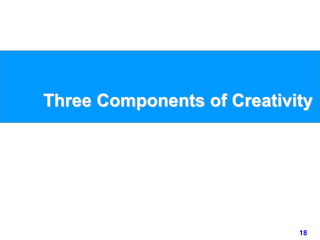 18www.studyMarketing.org
Three Components of Creativity
 