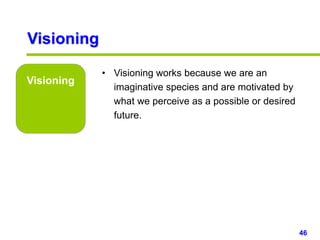 46www.studyMarketing.org
Visioning
Visioning
• Visioning works because we are an
imaginative species and are motivated by
what we perceive as a possible or desired
future.
 