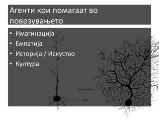 Агенти	
  кои	
  помагаат	
  во	
  
поврзувањето	
  
• 
• 
• 
• 

Имагинација	
  
Емпатија	
  
Историја	
  /	
  Искуство	
  
Култура	
  

 