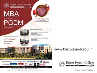 www.kristujayanti.edu.in
N.B: For Private Circulation
 