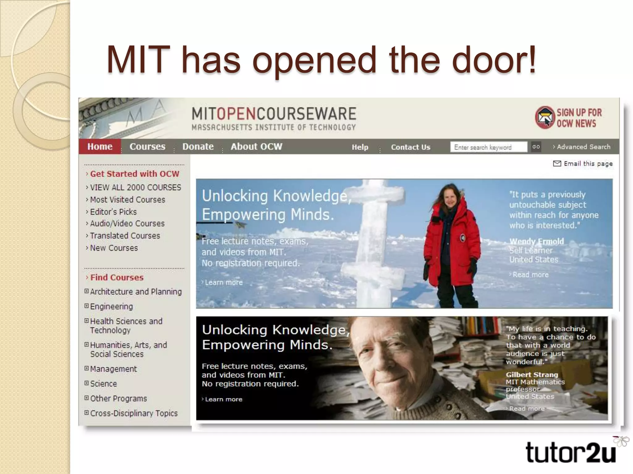 MIT has opened the door!